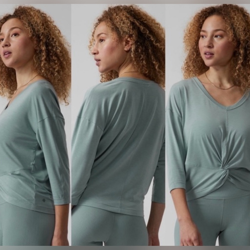 Athleta Embody Twist Front Top Mineral Green Size S